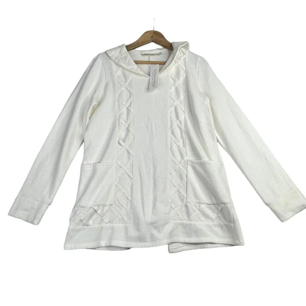 New Soft Surroundings Tangles Hoodie size XS Marshmallow White - Picture 1 of 8